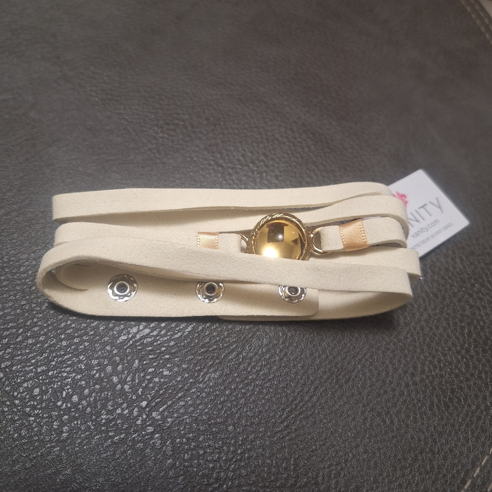 Vanity Cream Bracelet with Gold Detail About 6" 7" 8"